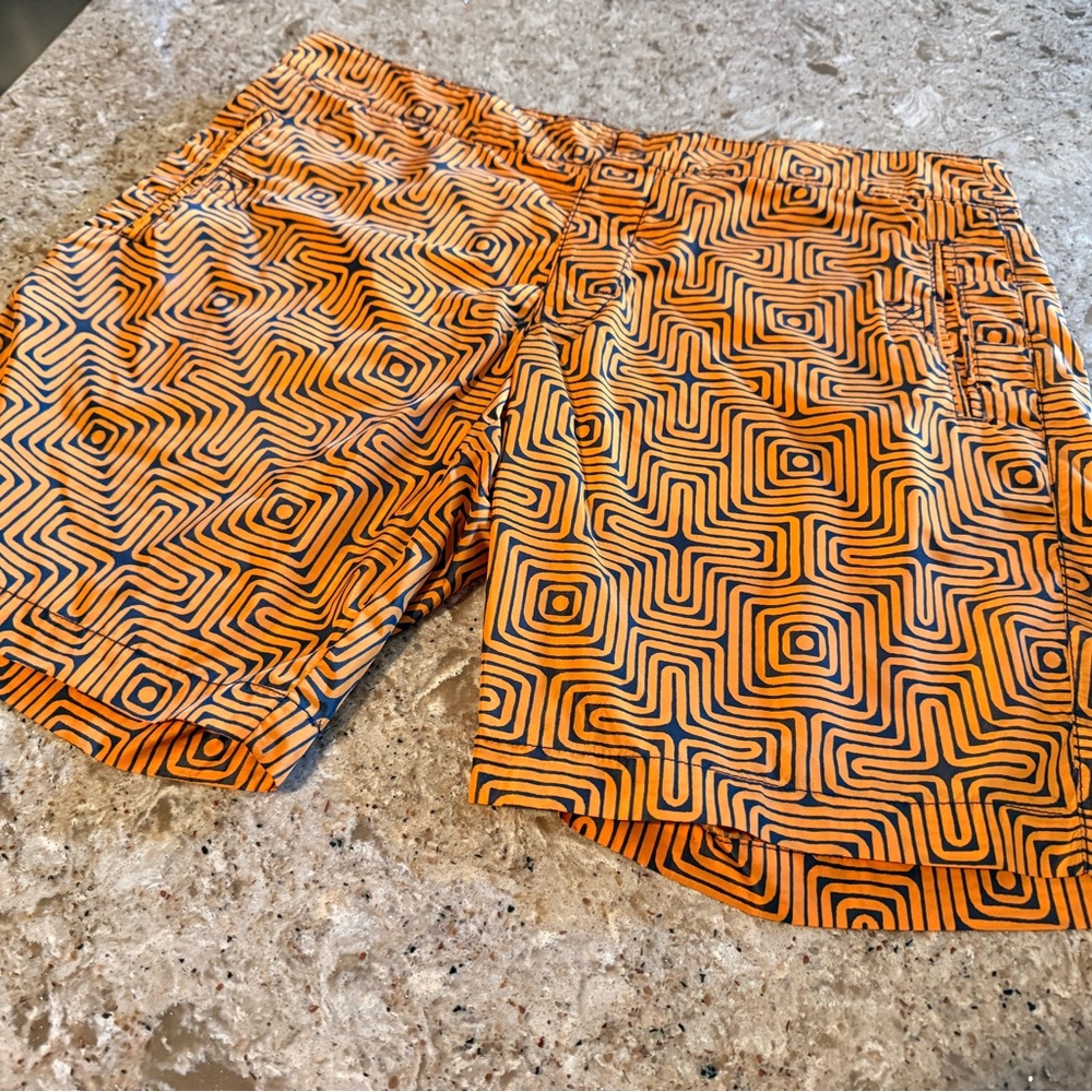 Mr. Turk Men's Orange and Navy Swim Trunks Size 32
